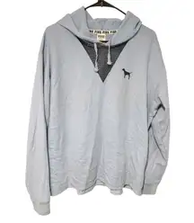 Victoria Secret PINK Medium Blue Hi Low Mesh Pullover Tunic Hoodie Oversized