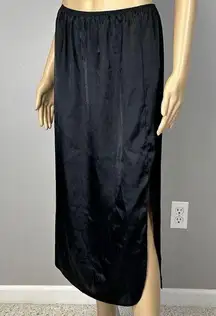 Vintage Vanity Fair Half Slip Size Small 32 Black Satin Long Midi Ankle 11-620