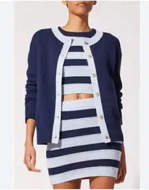 NWT Solid and Striped Kate Cardigan in Midnight Multi in wool and cashmere