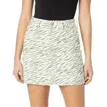 Paige Mini Denim Skirt Zebra Cotton Jean Skirt Size‎ 31