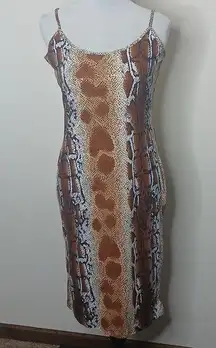 Absolutly Heart It Snake Skin Print Midi Dress