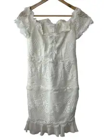 Anthropologie FoxieDox Foxie Dox White Lace Off Shoulder Dress Women's Small