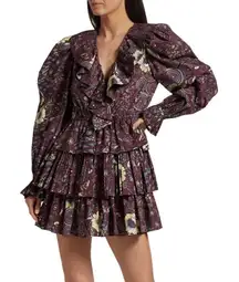Ulla Jonson Lola Dress Long Sleeve Ruffle Tiered Skirt in‎ Heliotrope Sz 2
