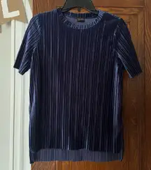 Free Press Blue Ribbed Pleated T-Shirt Size S