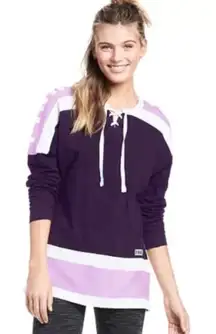 Victoria's Secret PINK‎  Lace-UP Varsity Graphic Crew Purple XS