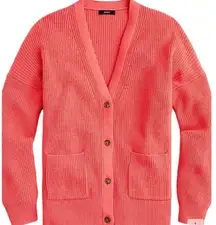 J.Crew  chunky V-neck cotton cashmere blend cardigan sweater in poppy size XXS