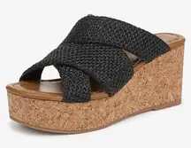 NEW Blowfish Malibu Black Abi Slide Wedge Heel Sandal 11 $85