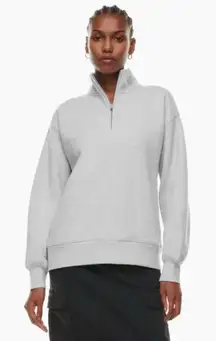 Aritzia Tna Cozy Fleece Boyfriend 1/4 Zip Sweatshirt Heather Chrome Grey small