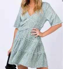 Princess Polly Size 4 Candice Sage Green‎ Ruffle Short Sleeve Mini Dress