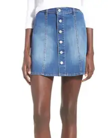 Buttoned Denim A-line Skirt