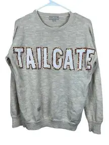 Simply Southern  Women's Long Sleeve TAILGATE Sweater Beige Size S Football