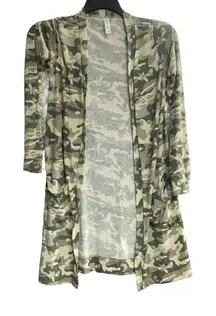 TICKLED TEAL Camouflage Cardigan Duster‎ Wrap shrug Sweater‎ Size Small