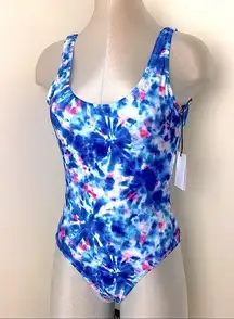 ONIA Tie Dye low back One Piece Swimsuit Size Medium M Blue tones New