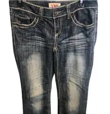 YMI Dark Wash and White Stitching  Straight Leg Jeans