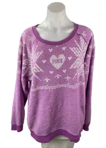 Victoria Secret Pink Oversized Purple Snowflake Graphic Sweatshirt Sweater Top M
