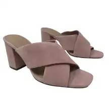 Banana Republic Sz 7.5‎ M Women's Pink Leather Block Heel Slip On Heel Mules