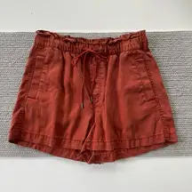 LOFT Dark Red Drapey Lyocell Drawstring Waist Flowy Shorts Size Small