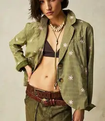 New! Free People Cali Printed Blazer -‎ Moss Combo, size S