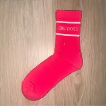 “Girl Boss” Pink & White Socks