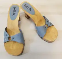 {7} MIA Y2K Retro Wooden Leather Slide On Sandals