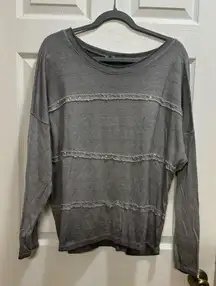 Scandal Italy Silk Viscose Long Sleeve Grey Shirt Sequin Stripe Relaxed One Size