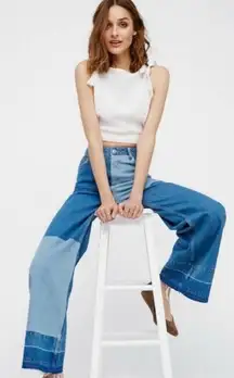 Free People Patchwork Wide Leg Jeans