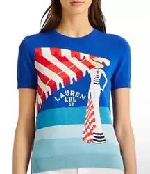 RALPH LAUREN Women's‎ Poolside Intarsia Lightweight Sweater Jumper Size Small