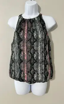 Veronica M Snakeskin Print Halter Top Sleeveless Blouse Women's Size S