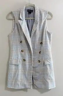 Rachel Zoe Sleeveless Grey Plaid Vest Size Small