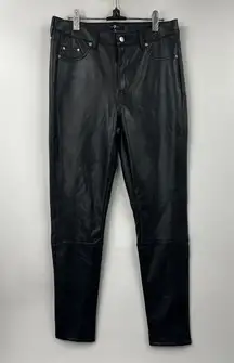 7 For All‎ Mankind Faux Leather Pants Womens 5 Pocket Skinny Black Medium