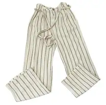 Rails Linen Blend Pleated Lightweight Belted Stripe Pants Pockets size XS