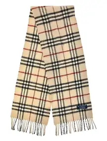 Burberry Cashmere Beige Checkered Scarf