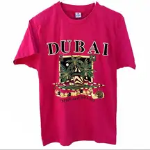 AST mens/unisex size medium pink short sleeve Dubai Vacation tee NWT