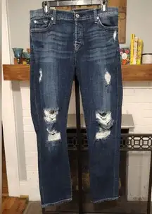 7 For All Mankind Josefina Skinny Boyfriend Distressed Jeans