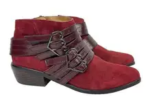 L.A.M.B. Size 5 Lamb Ankle Buckle Nenetta Red/Wine Suede Boots