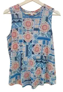 Love Linen Pure J. Jill 100% Linen tank top geometric size small