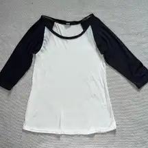 Women’s Dark Grey And White 3/4 Sleeve Baseball Tee Raglan Sleeve Shirt Sz Xs/Sm