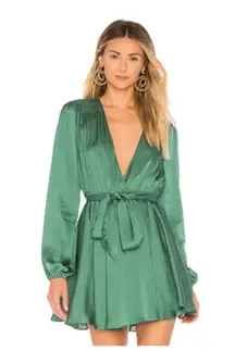 Lovers and Friends Ivy Long Sleeve Mini Dress in Emerald Green NWOT Size XS