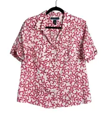 Karen Scott Short Sleeve Shirt‎ Top Size XL Button Down Starfish Print Cotton