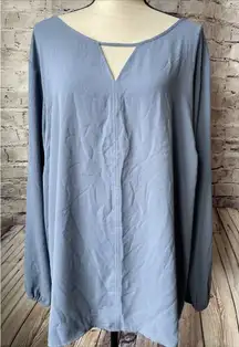 Terra & Sky Blouse‎ Womens 2X Long Sleeve Blue Career Casual Lightweight
