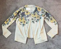 Charter Club Gold Dust Floral Button Down Cardigan SIZE M