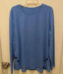 Womens Chic Asymmetrical Hem Button T-Shirt - Long Sleeve Casual Style