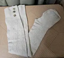 American Eagle Knit Tall Boot Socks Cream Button Detailing One Size Neutral