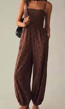 Anthropologie Balloon-Leg Jumpsuit XS Women Casual Smocked One Piece