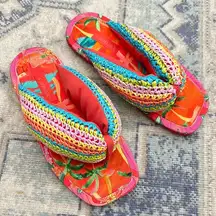 Farm Rio Toucans Crochet Puffy Sandals