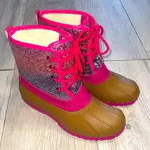 Pink Sparkle Duck boots size 5