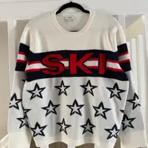 CeCe women’s  Red and White ski  Crewneck Sweater medium apres-ski style