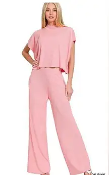 Sweater Short Sleeve Ribbed Two Piece Set