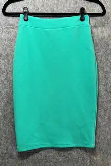 Vintage Top 10 Mint Green‎ Textured Pencil Skirt Professional Office Wear 90s