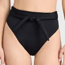 NEW Mara Hoffman Goldie High Waisted Tie Front Bikini Bottom in Black Size XS